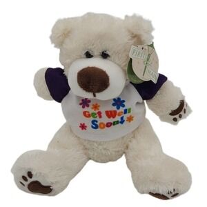 NWT 
First & Main 
Get Well Soon‎ Winter 
White 
Fuzzy Bear 7" Seated
Cute